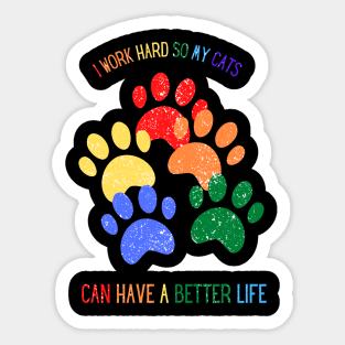 Rainbow cats paws tshirt Sticker